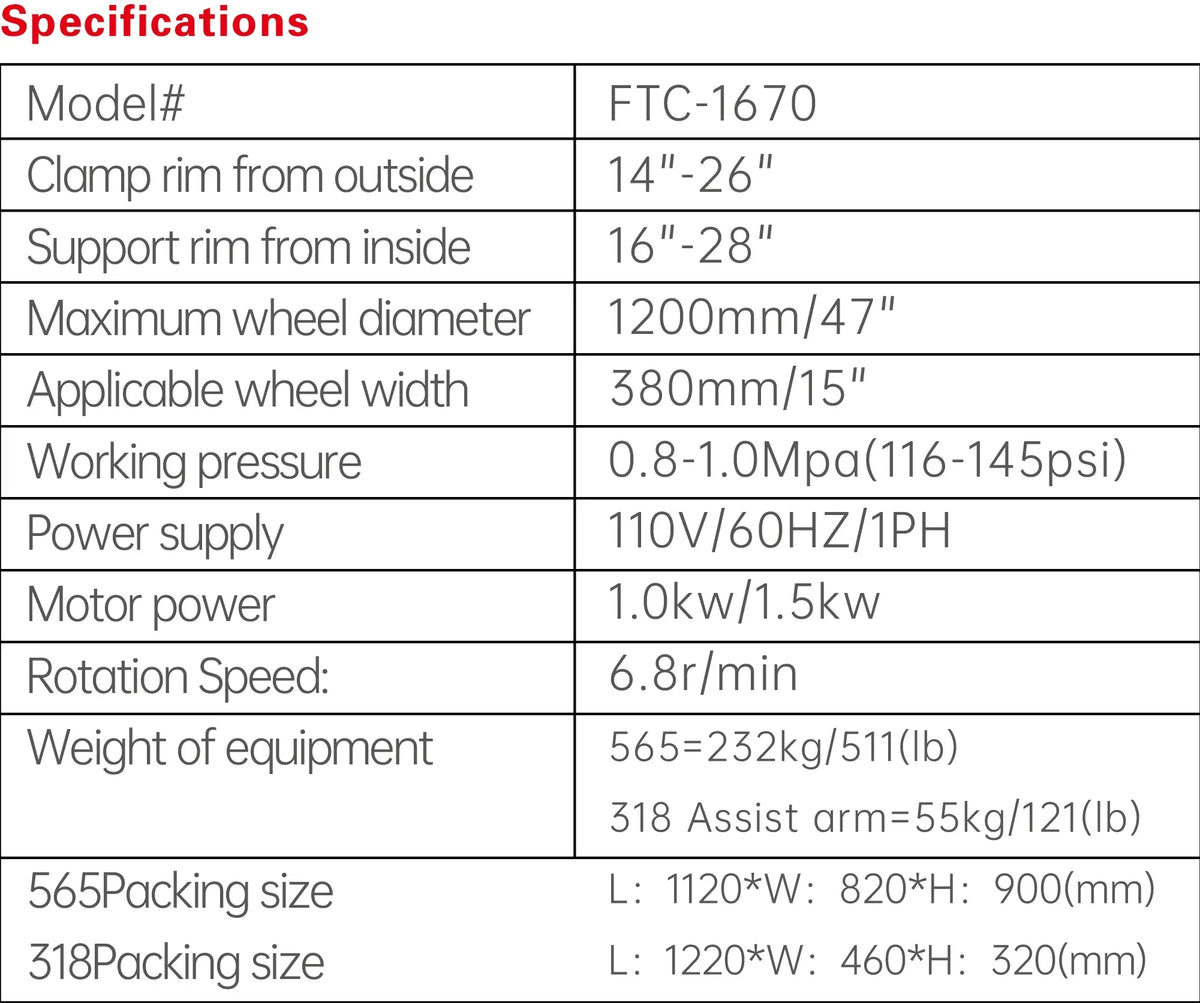 Fortisky FTC-1670 Tilt Back Tire Changer