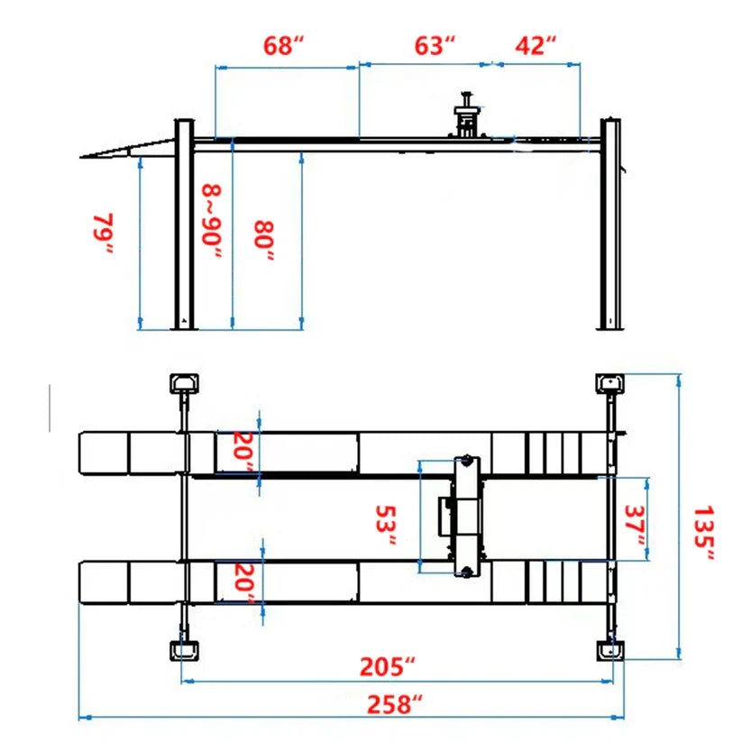 KATOOL KT-4H120X 12,000 lbs. Four Post Alignment Lift
