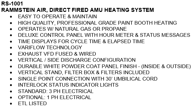 Rammstein Paint Booth Gas Heater (1 Phase) - RS-1001-1PH-230V-13K-10HP