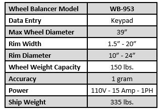 Tuxedo WB-953-B Wheel Balancer - No Hood Assembly